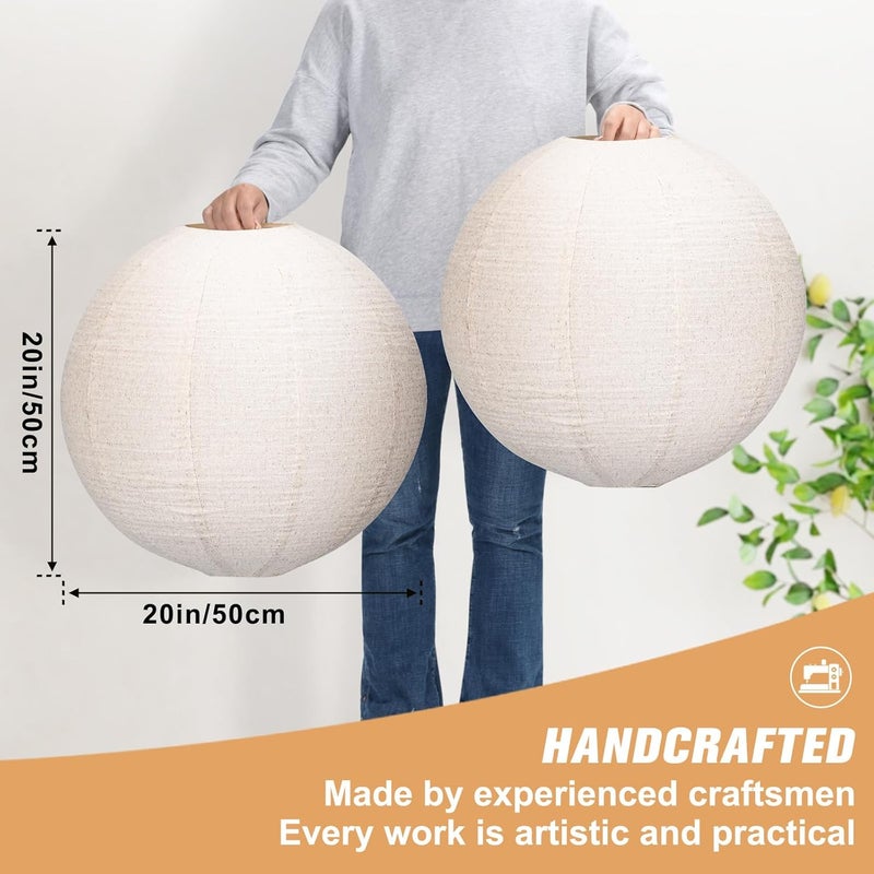 oetmilc Large Hanging Lamp shade 20INCH Round Linen Pendant Lamp shade Can replace paper lanterns Hanging Lantern Handmade Minimalist Decorations Suitable for Living room, Hallway Bedroom, and kitchen - Image 2